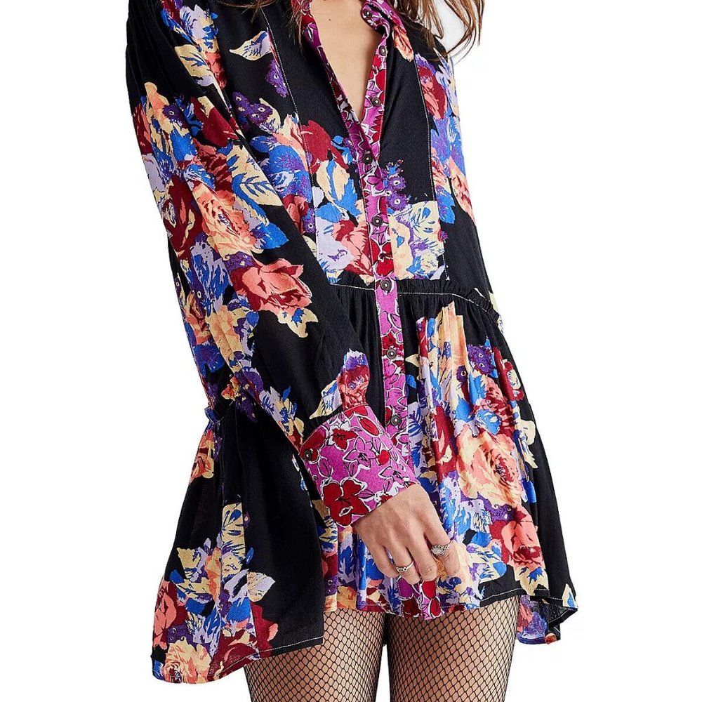 Free People Bunch A Brunch Floral Tunic Deep Combo Size Medium (M) New with Tag
